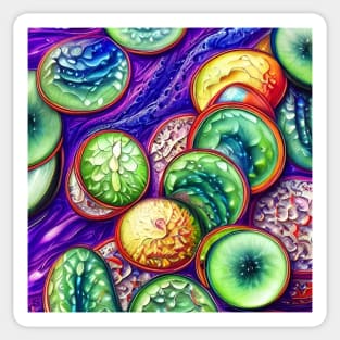 A Sampling of Slices - Abstract Fruits and Vegetables Sticker